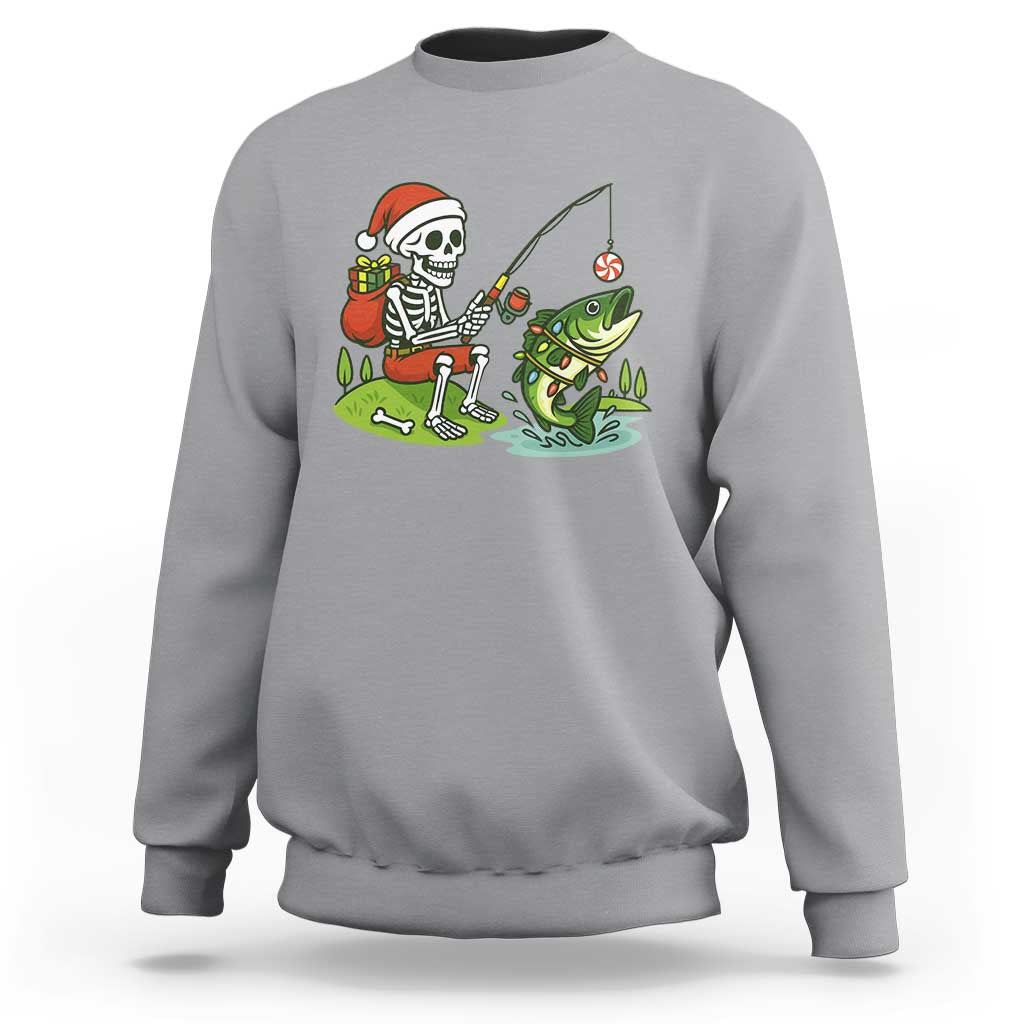 Christmas Skeleton Fishing Sweatshirt Funny Holiday Gift - Wonder Print Shop
