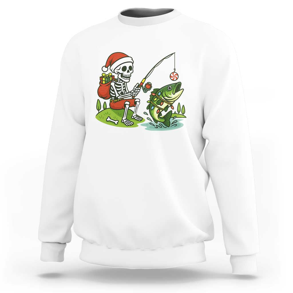 Christmas Skeleton Fishing Sweatshirt Funny Holiday Gift - Wonder Print Shop