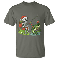 Christmas Skeleton Fishing T Shirt Funny Holiday Gift - Wonder Print Shop
