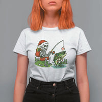 Christmas Skeleton Fishing T Shirt For Women Funny Holiday Gift - Wonder Print Shop