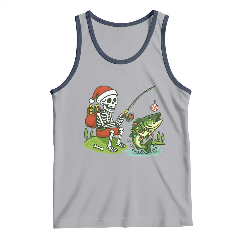 Christmas Skeleton Fishing Tank Top Funny Holiday Gift - Wonder Print Shop