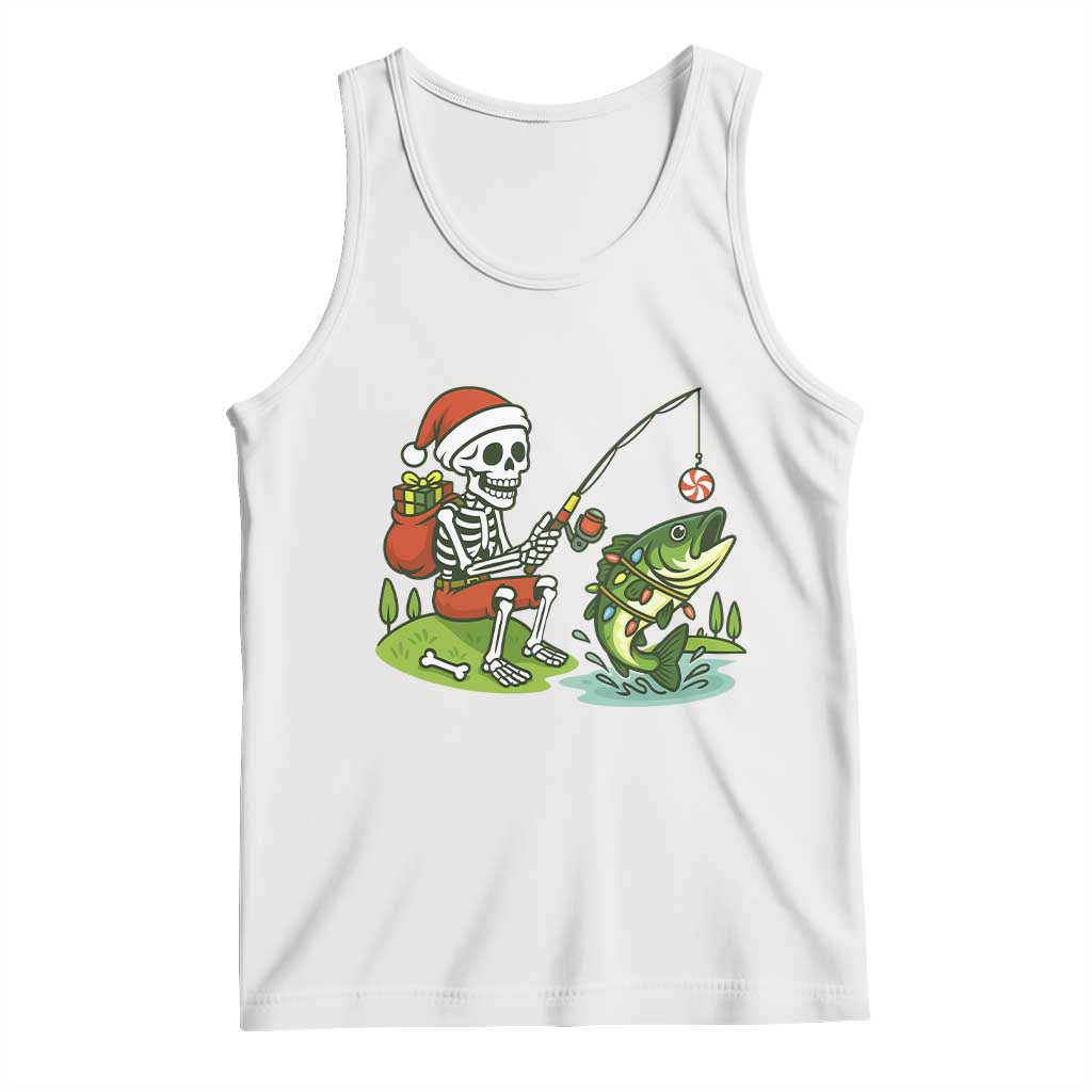 Christmas Skeleton Fishing Tank Top Funny Holiday Gift - Wonder Print Shop