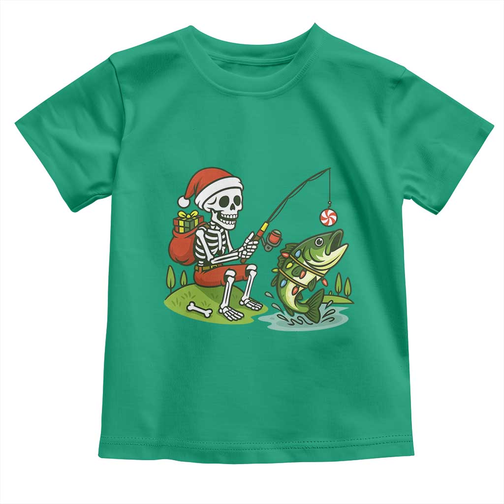 Christmas Skeleton Fishing Toddler T Shirt Funny Holiday Gift - Wonder Print Shop
