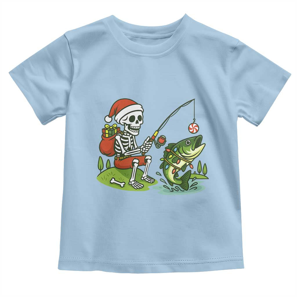 Christmas Skeleton Fishing Toddler T Shirt Funny Holiday Gift - Wonder Print Shop