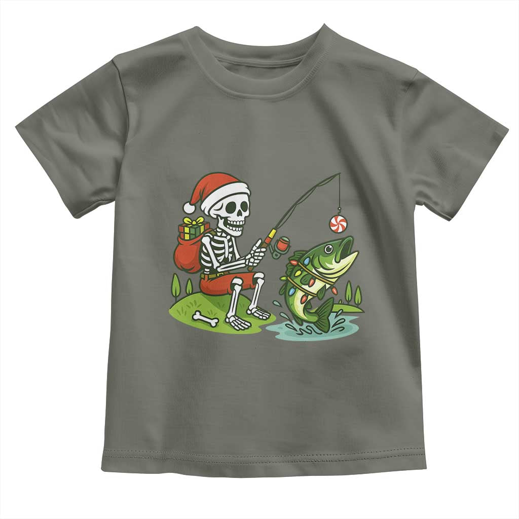 Christmas Skeleton Fishing Toddler T Shirt Funny Holiday Gift - Wonder Print Shop
