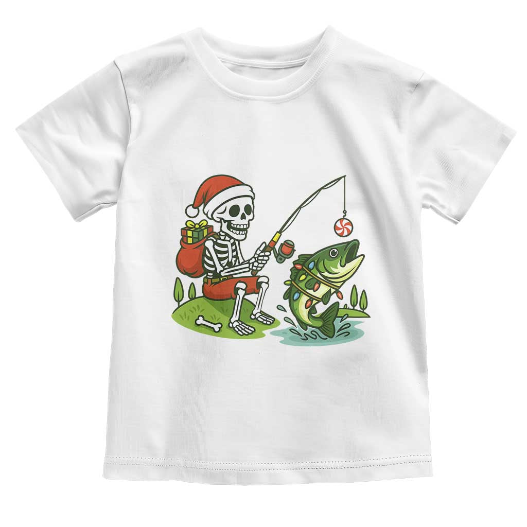 Christmas Skeleton Fishing Toddler T Shirt Funny Holiday Gift - Wonder Print Shop