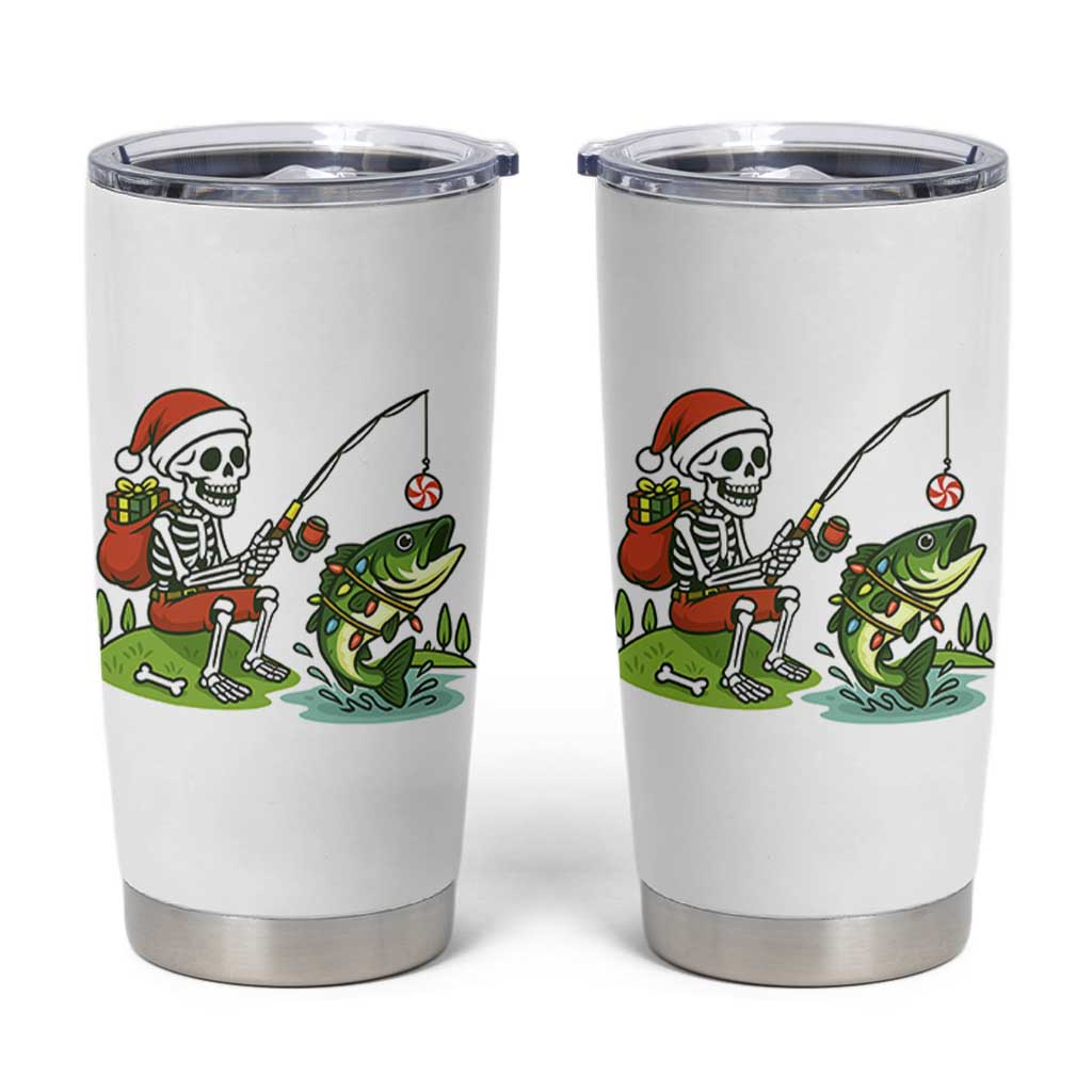 Christmas Skeleton Fishing Tumbler Cup Funny Holiday Gift