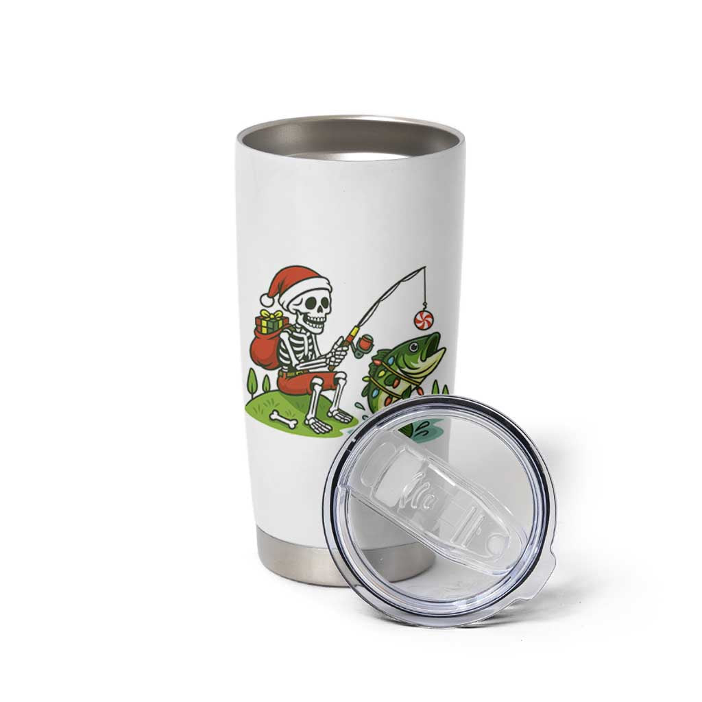 Christmas Skeleton Fishing Tumbler Cup Funny Holiday Gift