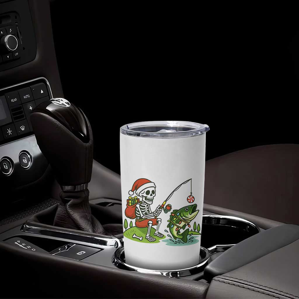Christmas Skeleton Fishing Tumbler Cup Funny Holiday Gift