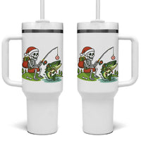 Christmas Skeleton Fishing Tumbler With Handle Funny Holiday Gift