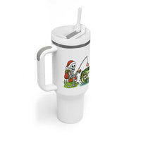 Christmas Skeleton Fishing Tumbler With Handle Funny Holiday Gift