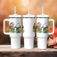 Christmas Skeleton Fishing Tumbler With Handle Funny Holiday Gift