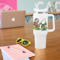 Christmas Skeleton Fishing Tumbler With Handle Funny Holiday Gift