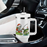 Christmas Skeleton Fishing Tumbler With Handle Funny Holiday Gift