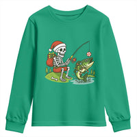 Christmas Skeleton Fishing Youth Sweatshirt Funny Holiday Gift - Wonder Print Shop