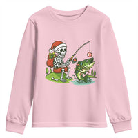 Christmas Skeleton Fishing Youth Sweatshirt Funny Holiday Gift - Wonder Print Shop