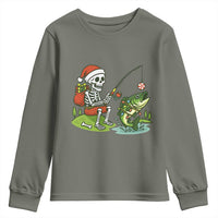 Christmas Skeleton Fishing Youth Sweatshirt Funny Holiday Gift - Wonder Print Shop