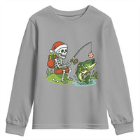 Christmas Skeleton Fishing Youth Sweatshirt Funny Holiday Gift - Wonder Print Shop