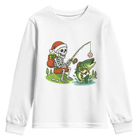 Christmas Skeleton Fishing Youth Sweatshirt Funny Holiday Gift - Wonder Print Shop