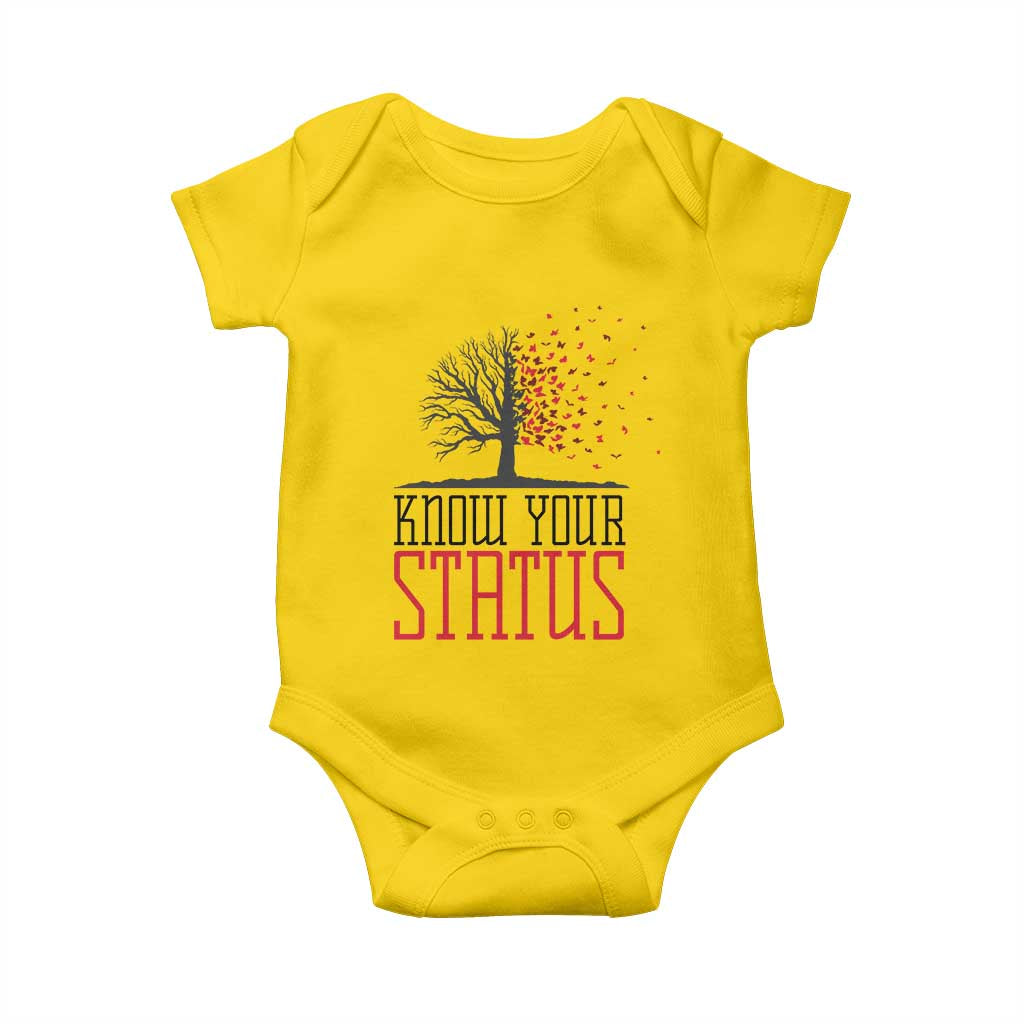 HIV Awareness Month Baby Onesie Know Your Status Prevention Support Gift - Wonder Print Shop
