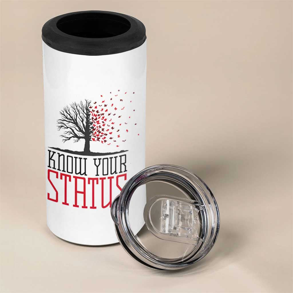 HIV Awareness Month 4 in 1 Can Cooler Tumbler Know Your Status Prevention Support Gift - Wonder Print Shop
