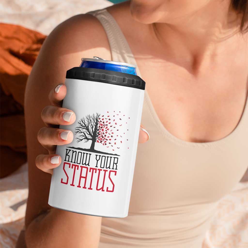 HIV Awareness Month 4 in 1 Can Cooler Tumbler Know Your Status Prevention Support Gift - Wonder Print Shop