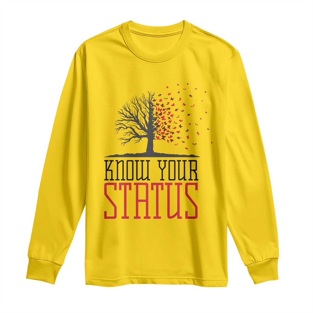 HIV Awareness Month Long Sleeve Shirt Know Your Status Prevention Support Gift - Wonder Print Shop