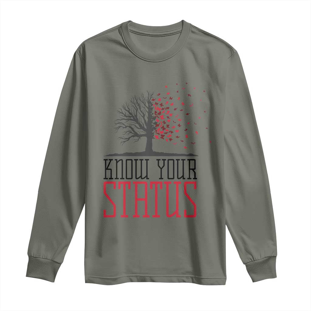 HIV Awareness Month Long Sleeve Shirt Know Your Status Prevention Support Gift - Wonder Print Shop