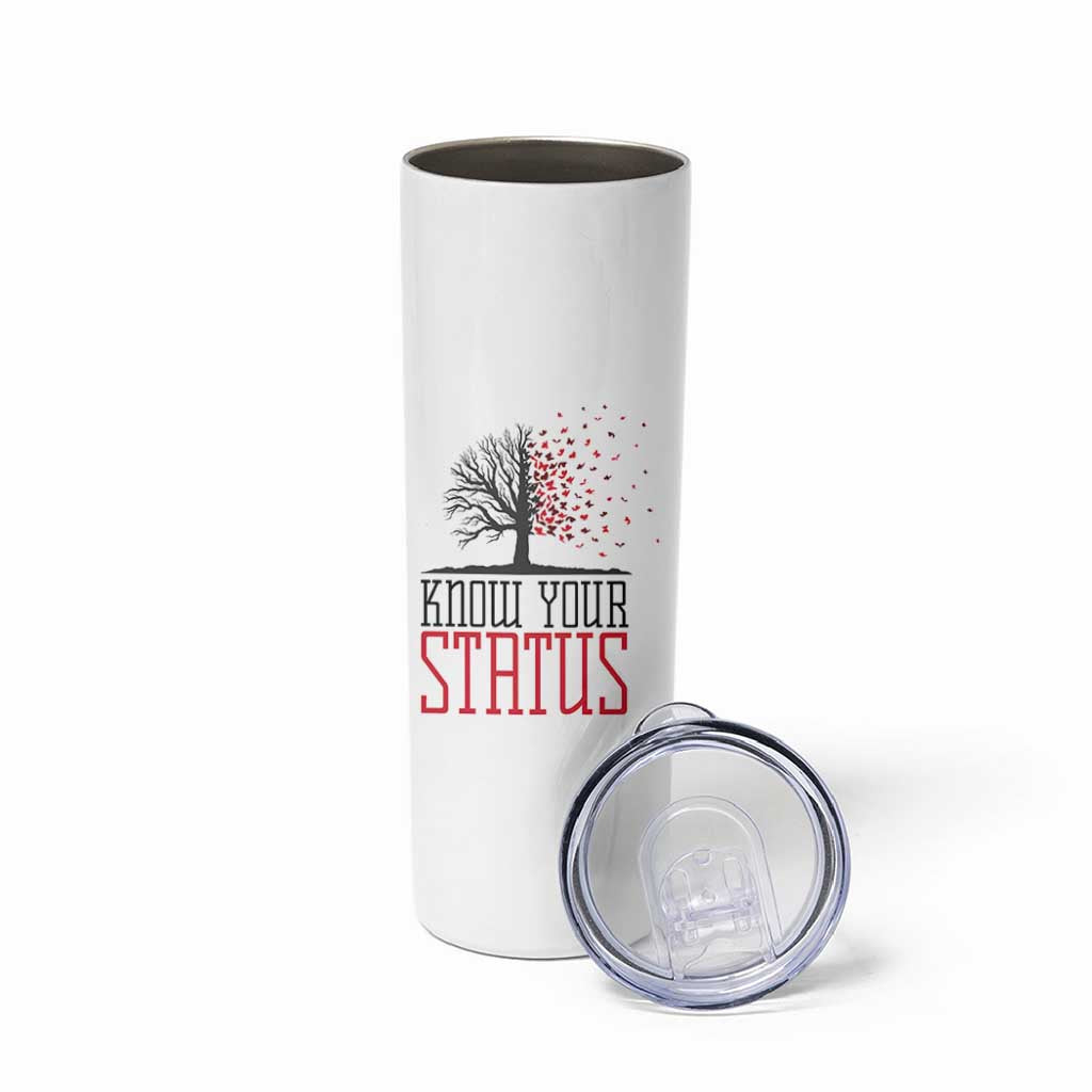 HIV Awareness Month Skinny Tumbler Know Your Status Prevention Support Gift - Wonder Print Shop