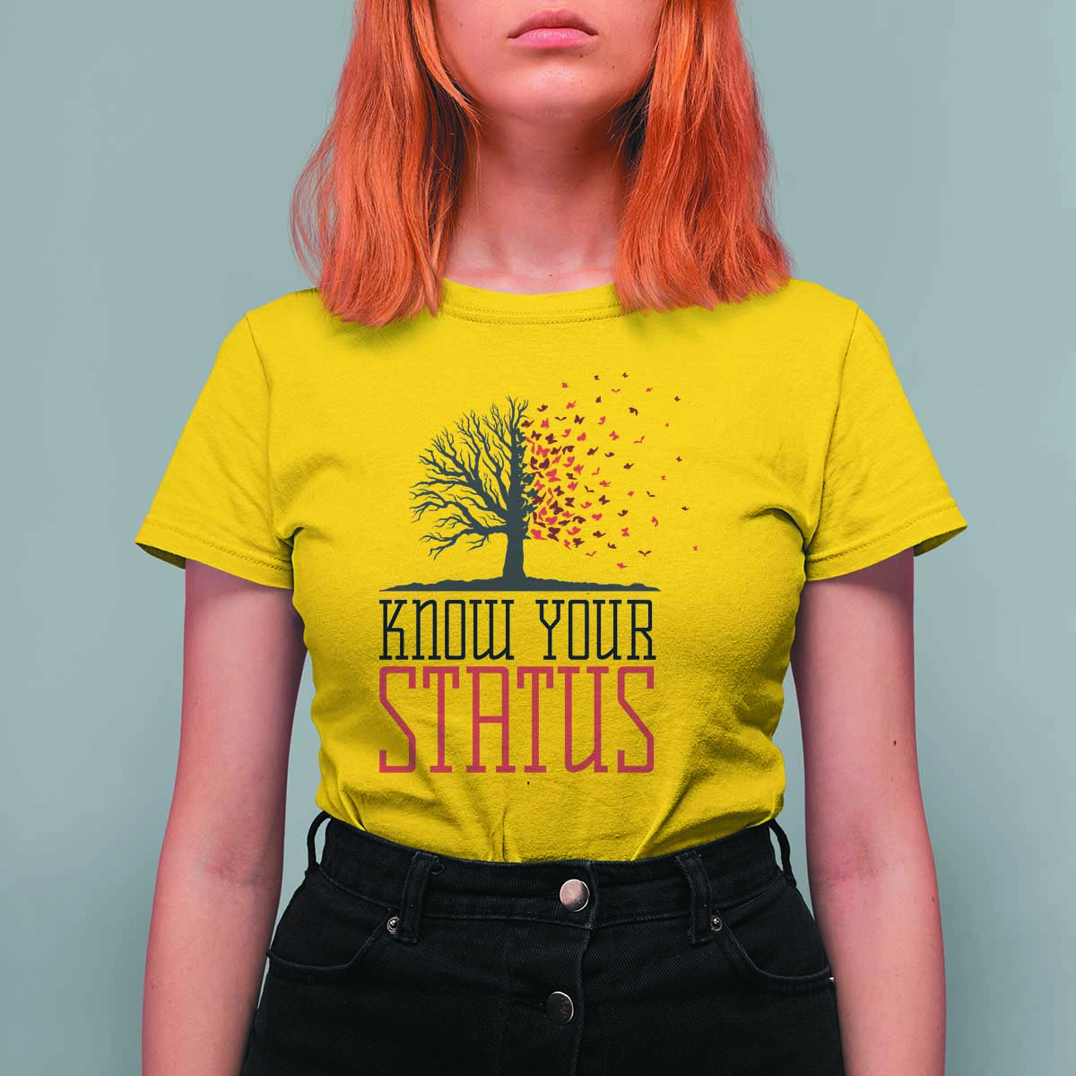 HIV Awareness Month T Shirt For Women Know Your Status Prevention Support Gift - Wonder Print Shop
