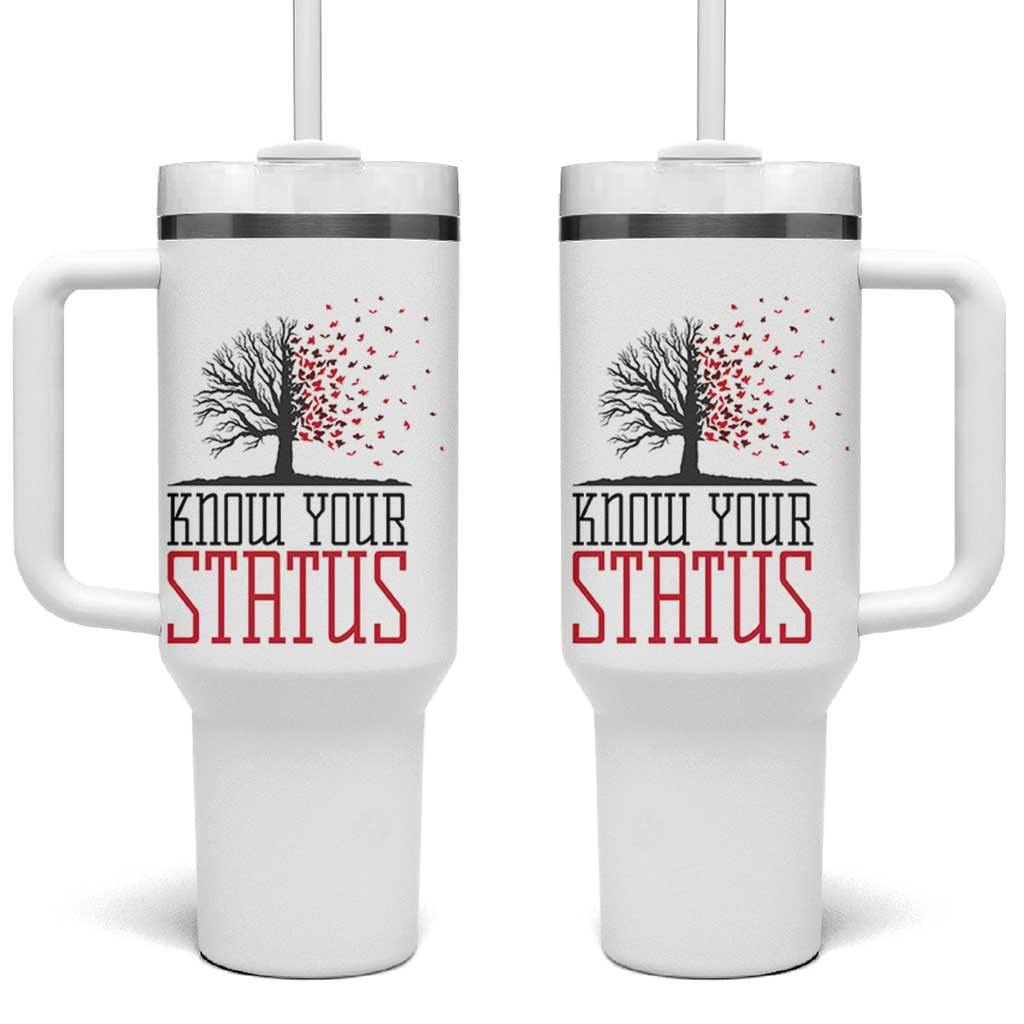 HIV Awareness Month Tumbler With Handle Know Your Status Prevention Support Gift - Wonder Print Shop