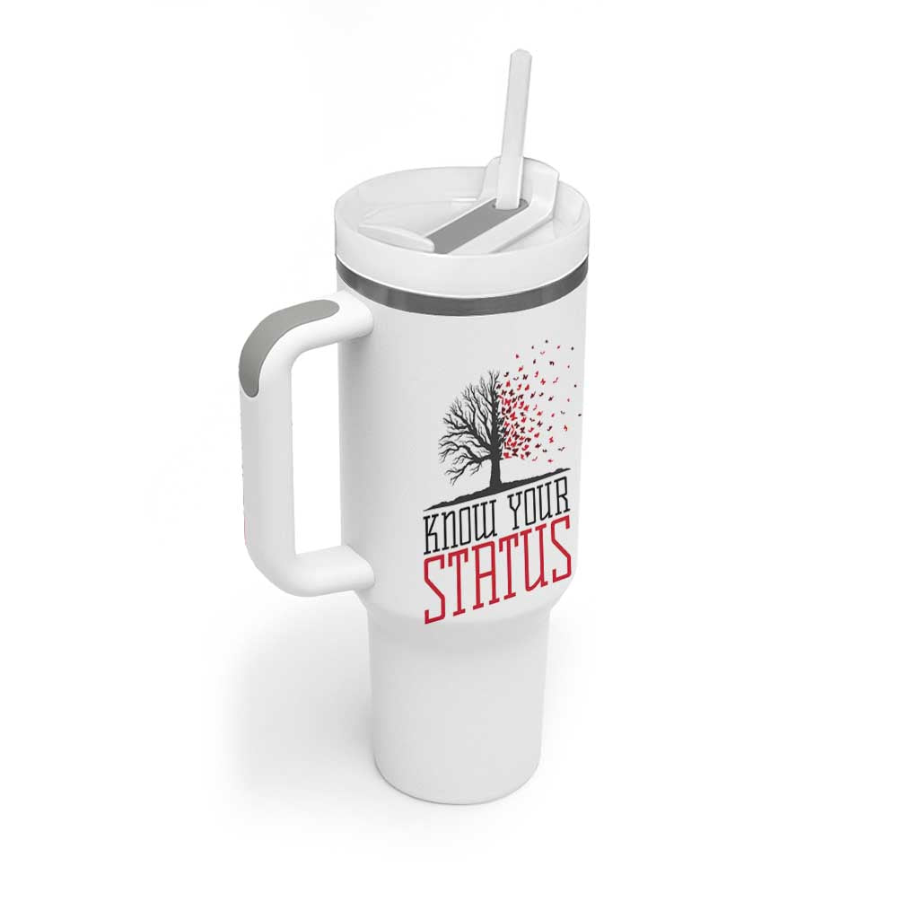 HIV Awareness Month Tumbler With Handle Know Your Status Prevention Support Gift - Wonder Print Shop