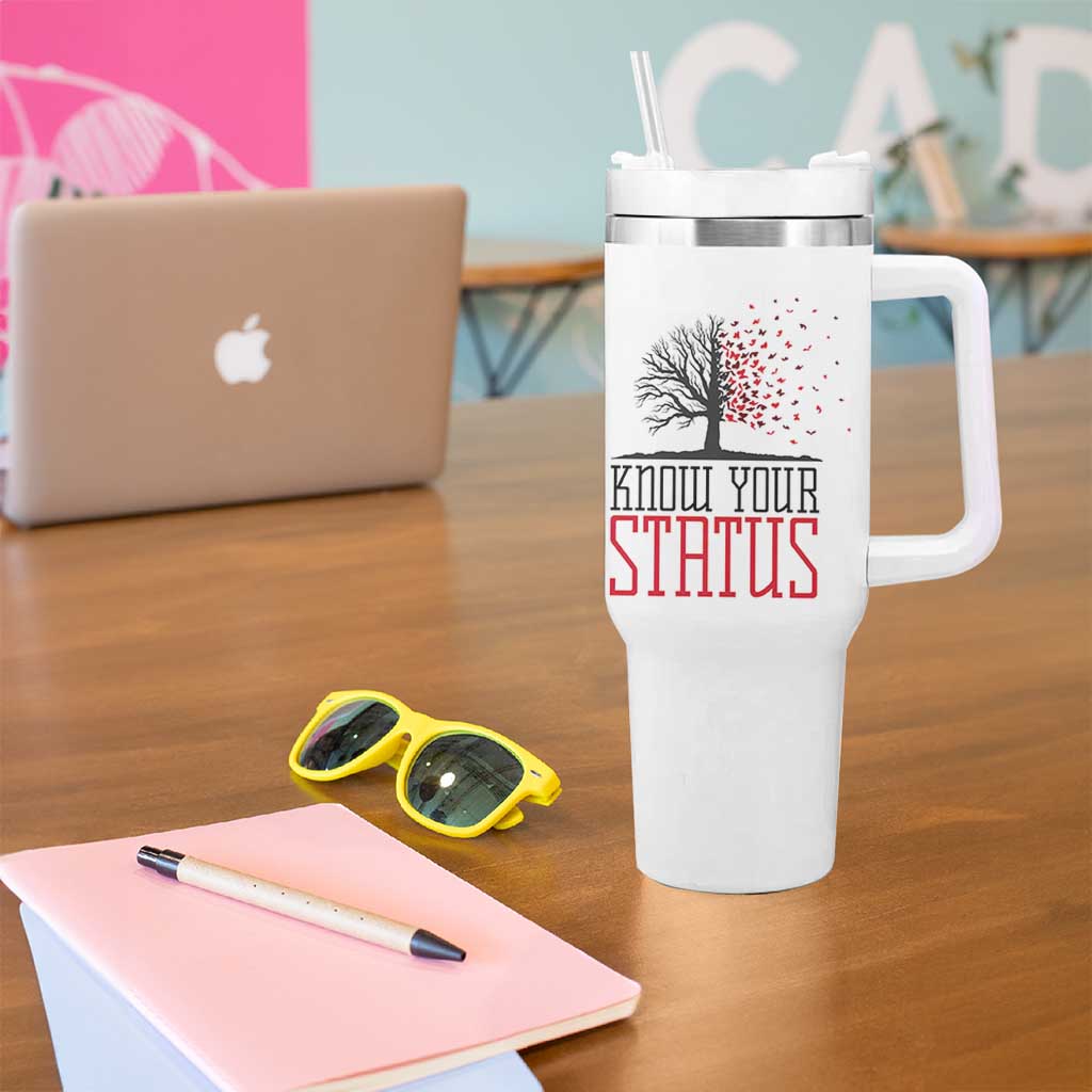HIV Awareness Month Tumbler With Handle Know Your Status Prevention Support Gift - Wonder Print Shop