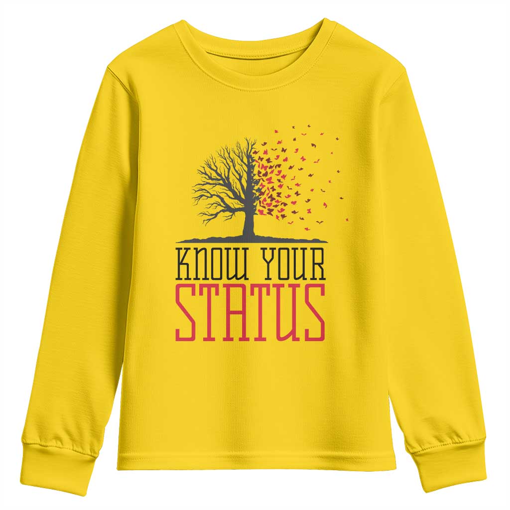 HIV Awareness Month Youth Sweatshirt Know Your Status Prevention Support Gift - Wonder Print Shop