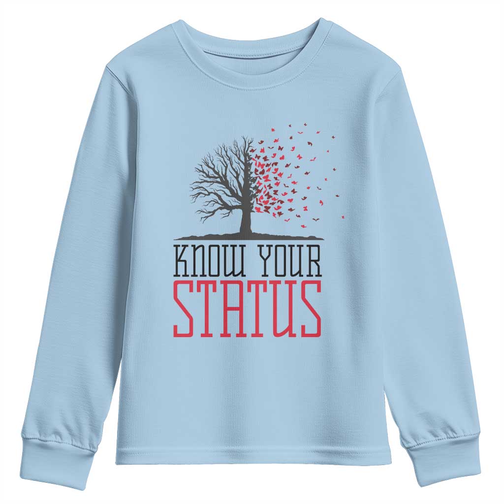 HIV Awareness Month Youth Sweatshirt Know Your Status Prevention Support Gift - Wonder Print Shop