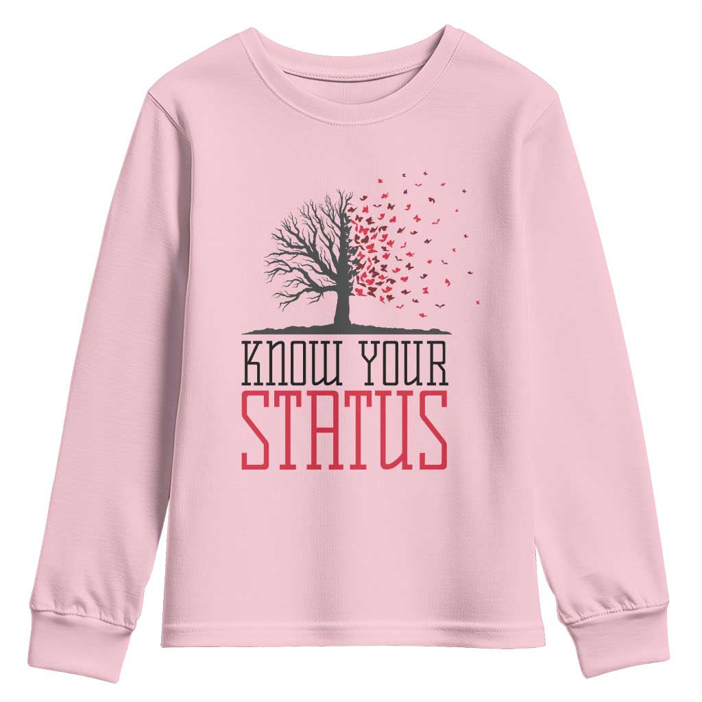 HIV Awareness Month Youth Sweatshirt Know Your Status Prevention Support Gift - Wonder Print Shop