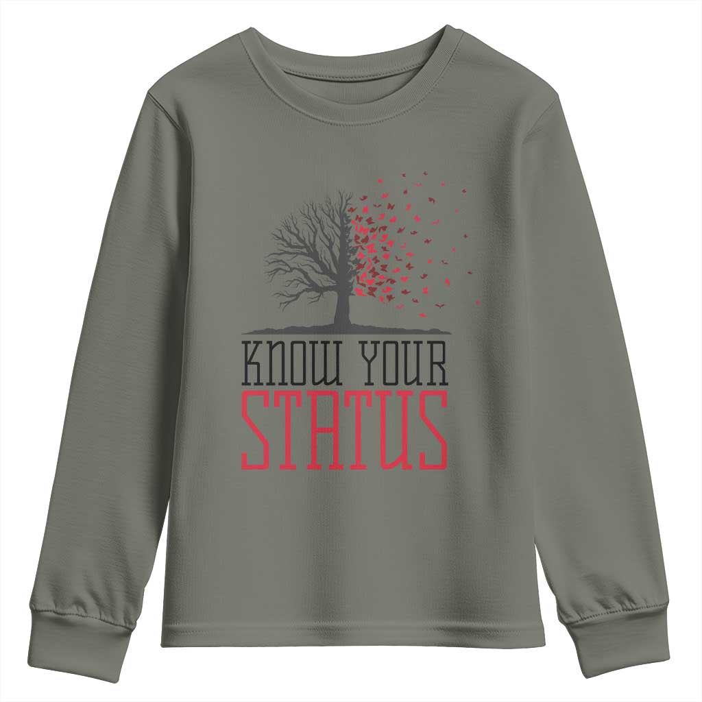 HIV Awareness Month Youth Sweatshirt Know Your Status Prevention Support Gift - Wonder Print Shop