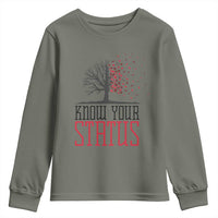 HIV Awareness Month Youth Sweatshirt Know Your Status Prevention Support Gift - Wonder Print Shop