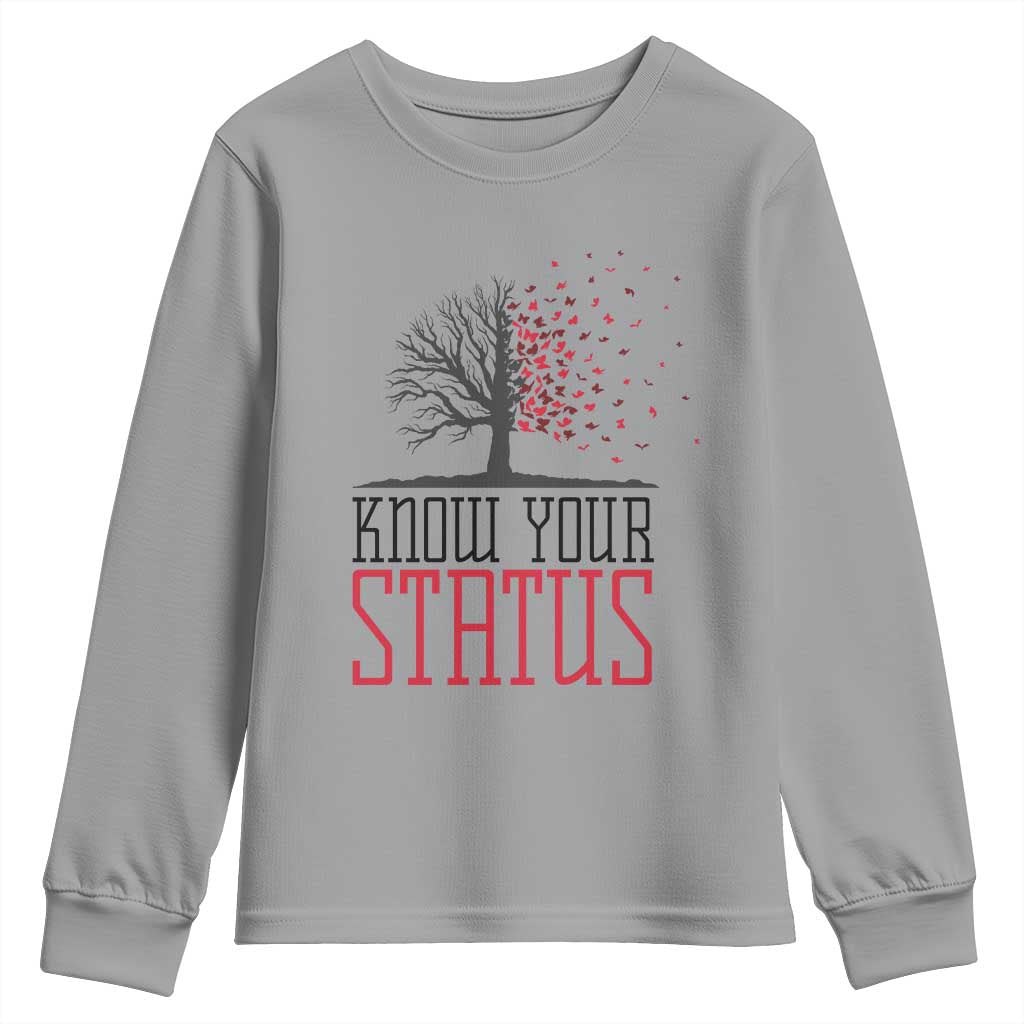 HIV Awareness Month Youth Sweatshirt Know Your Status Prevention Support Gift - Wonder Print Shop