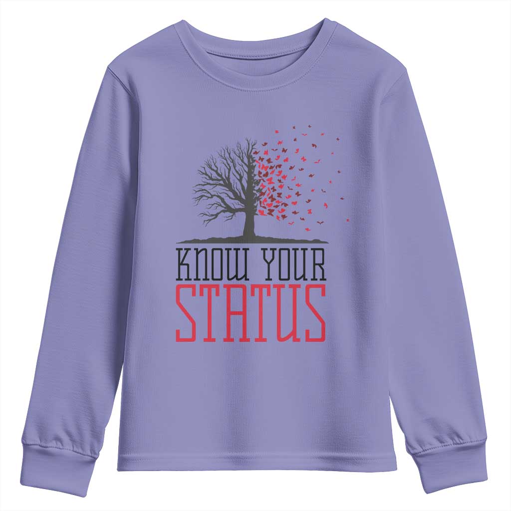 HIV Awareness Month Youth Sweatshirt Know Your Status Prevention Support Gift - Wonder Print Shop