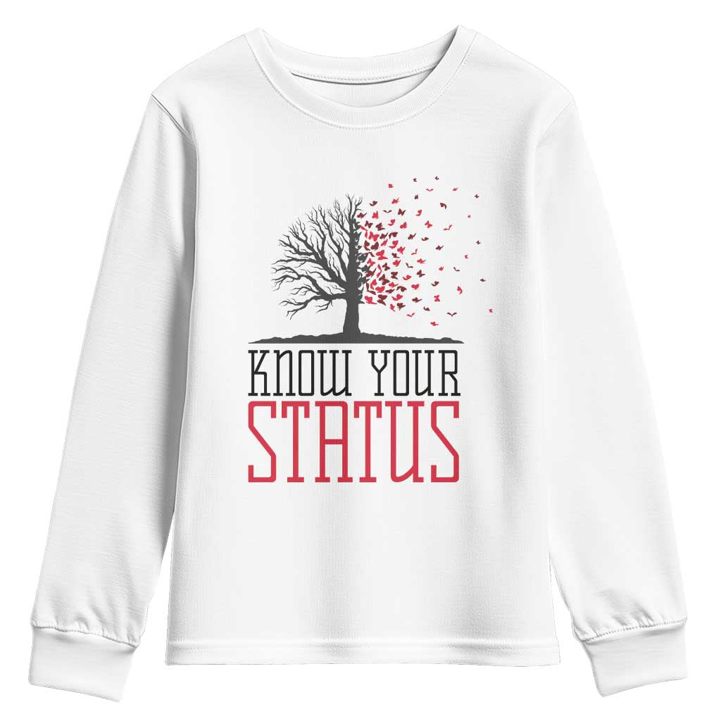 HIV Awareness Month Youth Sweatshirt Know Your Status Prevention Support Gift - Wonder Print Shop