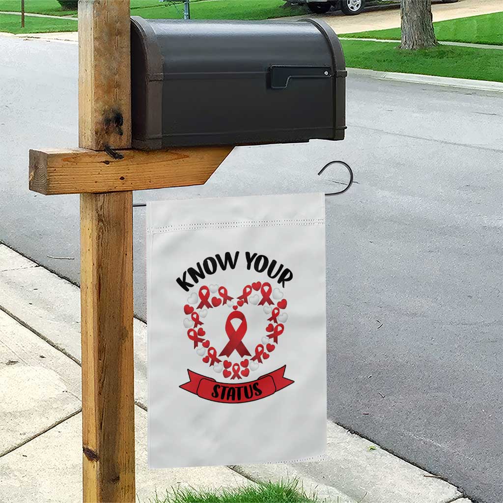 Know Your Status Red Ribbon HIV AIDS Awareness Support Month Gift Garden Flag - Wonder Print Shop