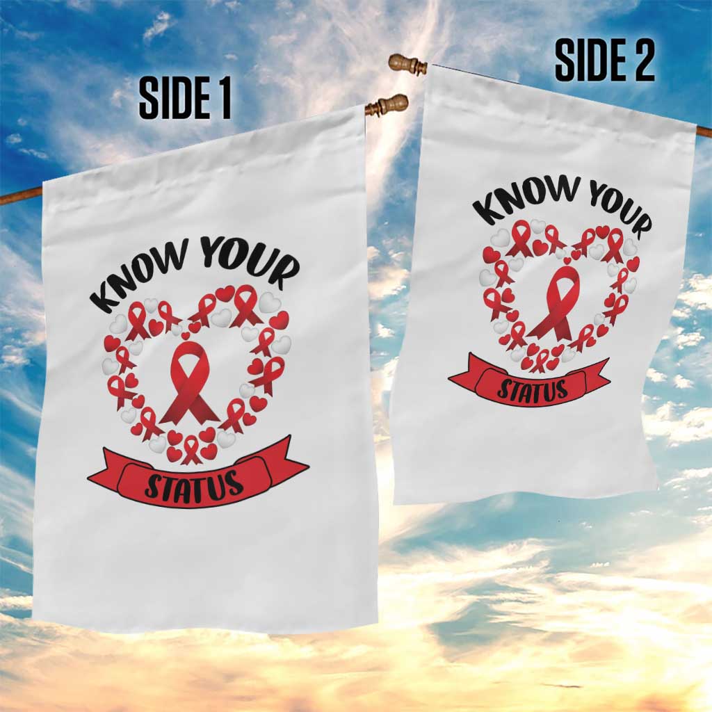 Know Your Status Red Ribbon HIV AIDS Awareness Support Month Gift Garden Flag - Wonder Print Shop