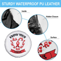 Know Your Status Red Ribbon HIV AIDS Awareness Support Month Gift Spare Tire Cover - Wonder Print Shop