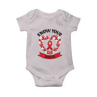 Know Your Status Red Ribbon HIV AIDS Awareness Support Month Gift Baby Onesie - Wonder Print Shop