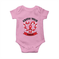 Know Your Status Red Ribbon HIV AIDS Awareness Support Month Gift Baby Onesie - Wonder Print Shop