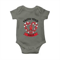 Know Your Status Red Ribbon HIV AIDS Awareness Support Month Gift Baby Onesie - Wonder Print Shop