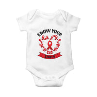 Know Your Status Red Ribbon HIV AIDS Awareness Support Month Gift Baby Onesie - Wonder Print Shop