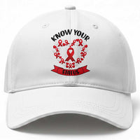 Know Your Status Red Ribbon HIV AIDS Awareness Support Month Gift Baseball Cap