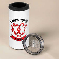 Know Your Status Red Ribbon HIV AIDS Awareness Support Month Gift 4 in 1 Can Cooler Tumbler - Wonder Print Shop